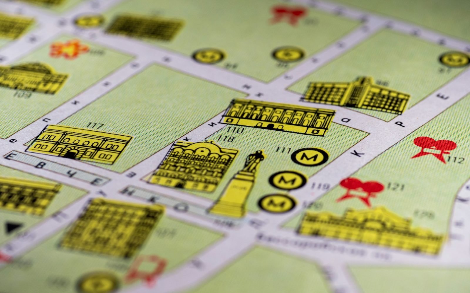 Mapa detallado de calles y edificios de una ciudad
